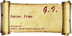 Gaier Irma névjegykártya